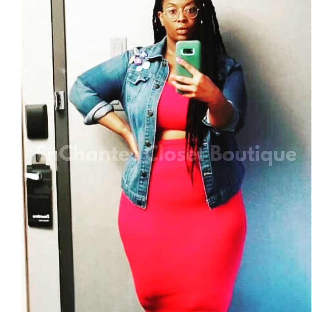 2- piece red skirt set